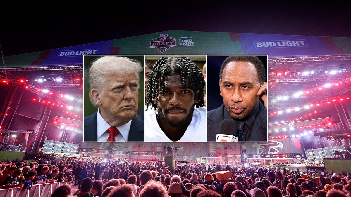 A split of Stephen A. Smith, Donald Trump and Shedeur Sanders