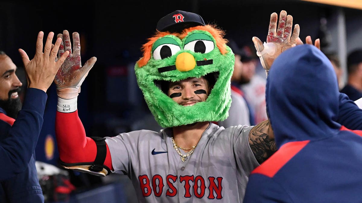 Jarren Duran celebrates