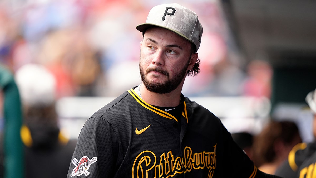 Paul Skenes looks on