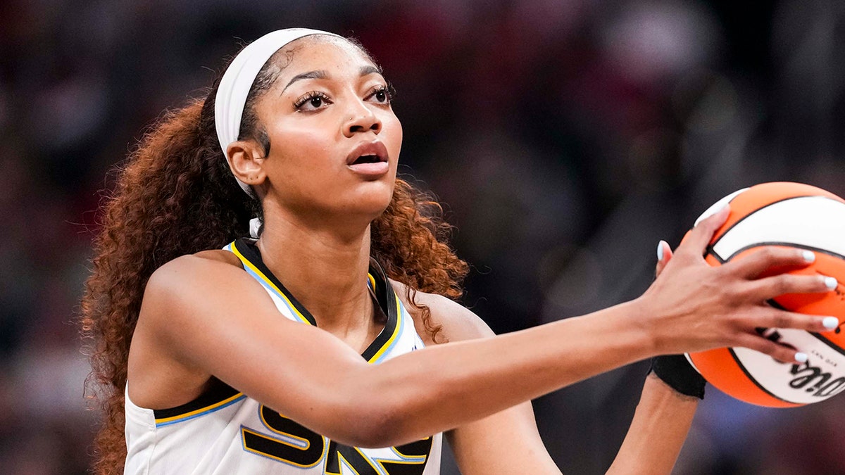 Angel Reese shoots a free throw