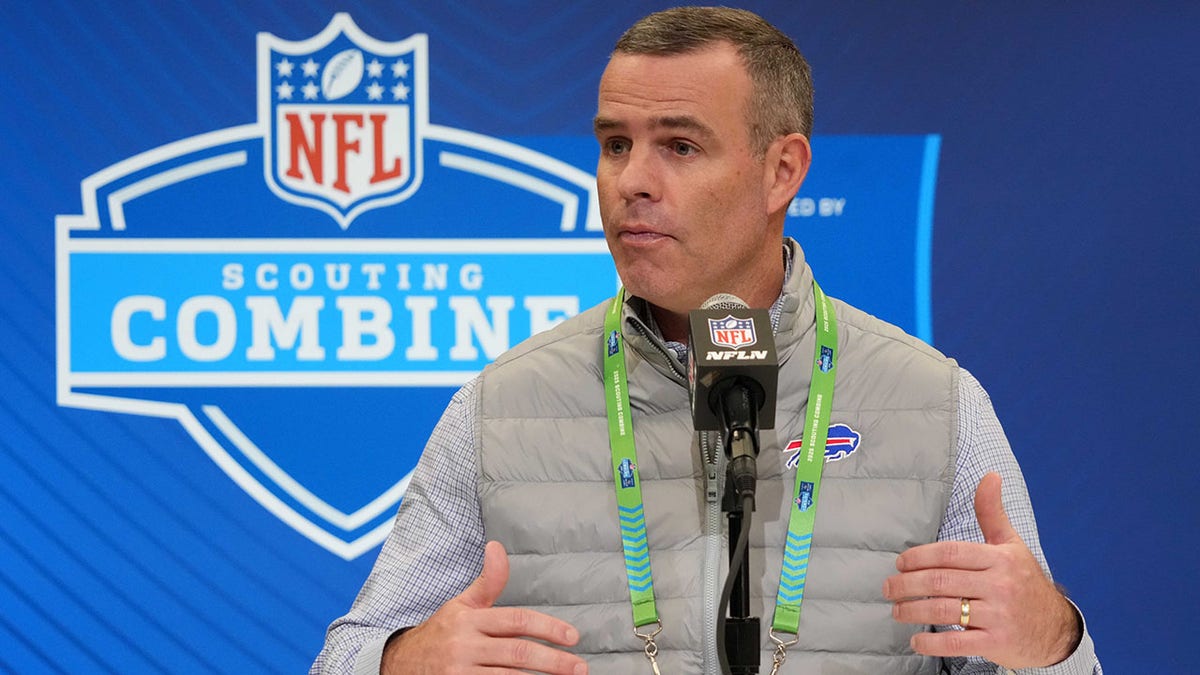 Brandon Beane talks to reporters