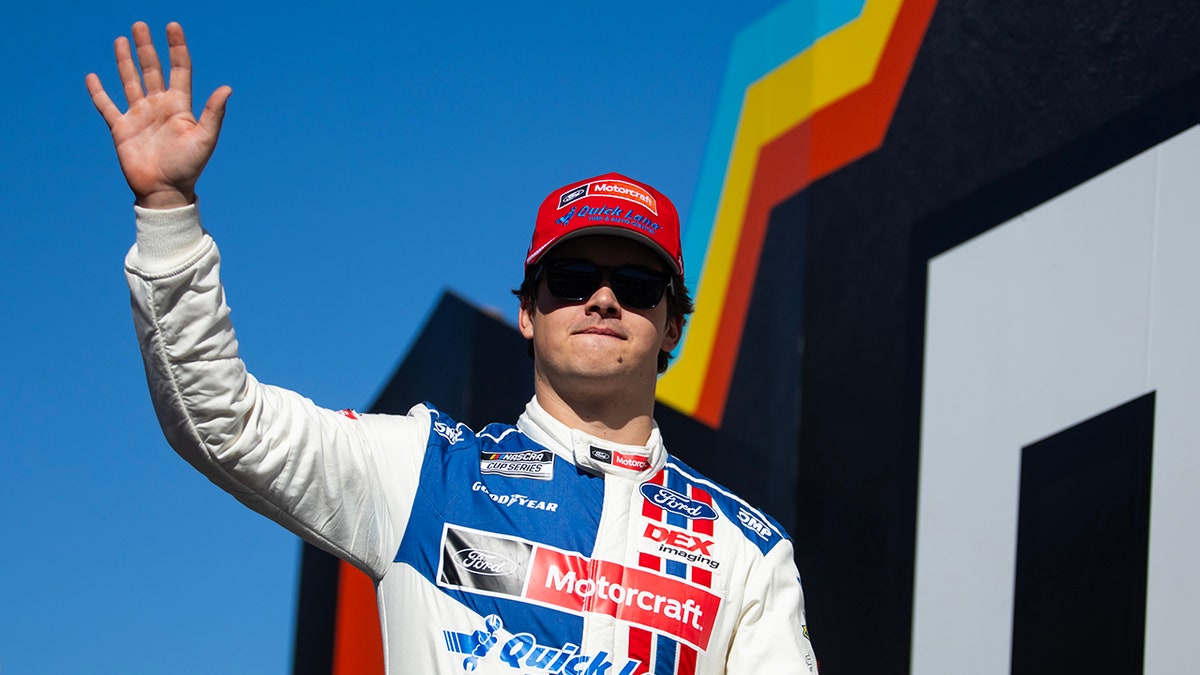 Harrison Burton waving to crowd
