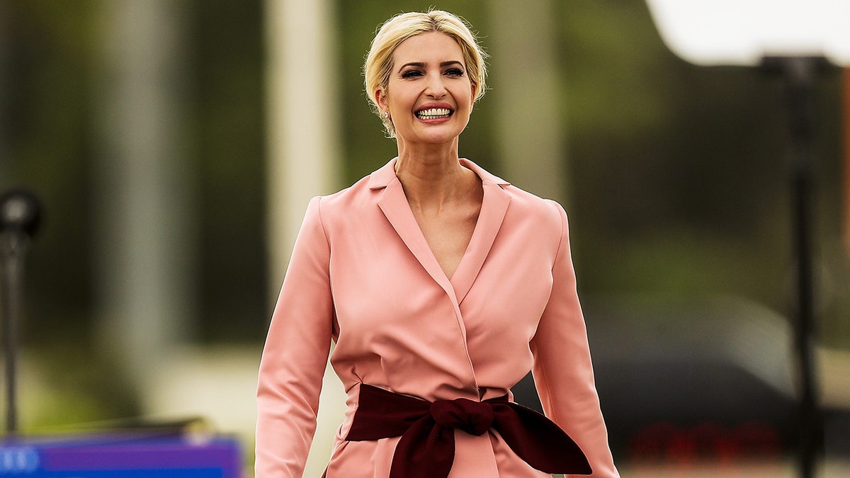 Ivanka Trump enters the Top Rocker Field at Six Bends Harley-Davidson in Fort Myers on Wednesday, October 21, 2020.