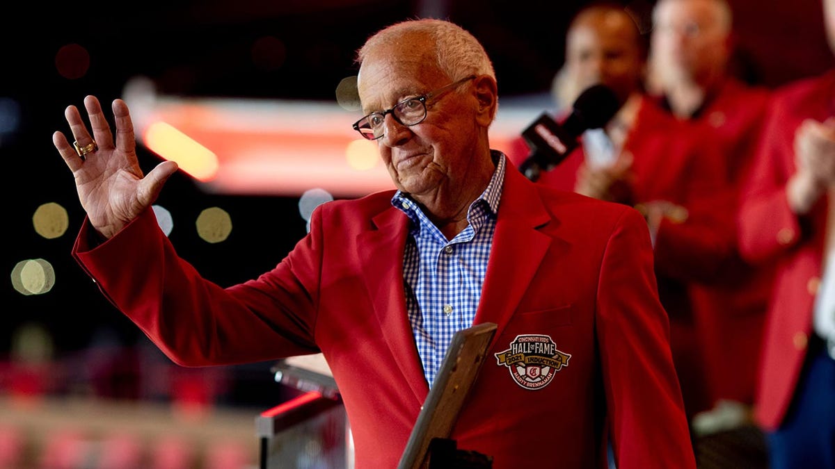 Marty Brennaman waves