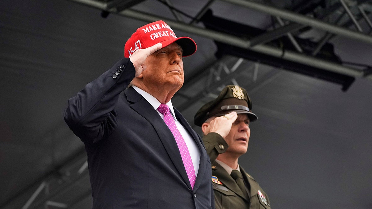 Trump saluting at West Point