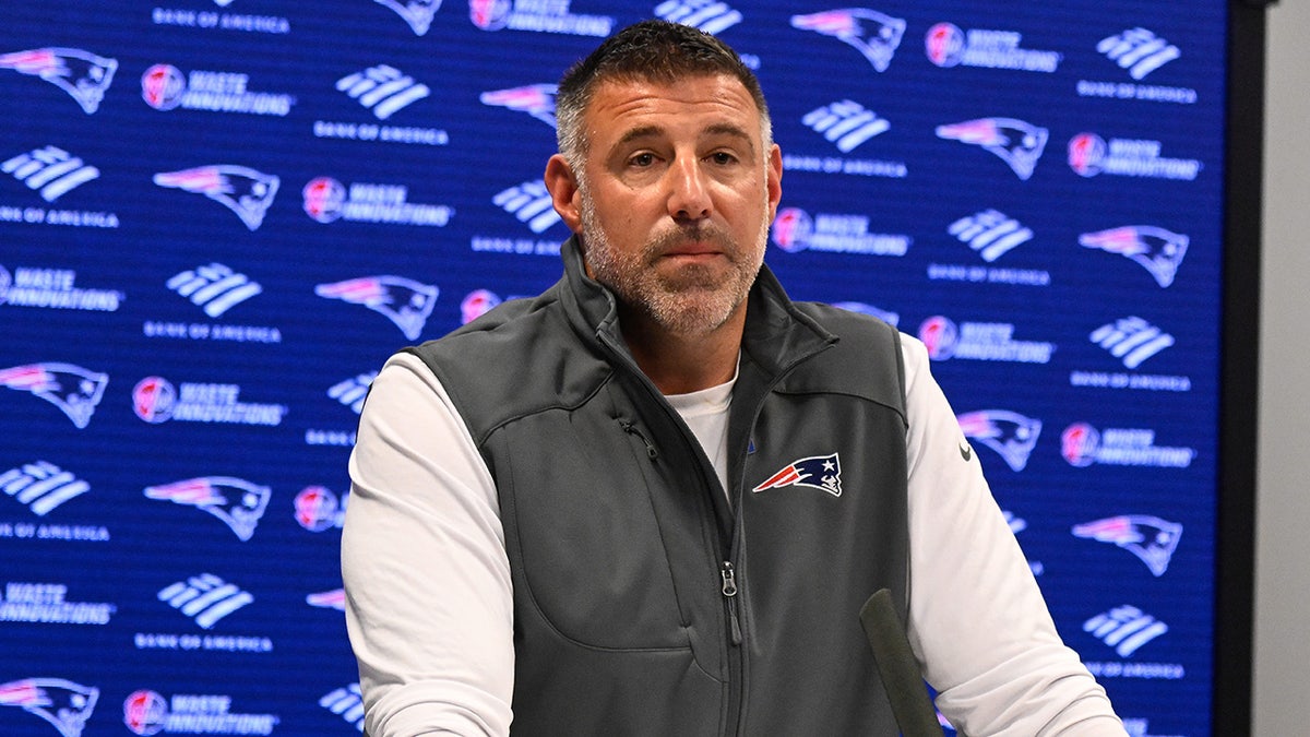 New England Patriots head coach Mike Vrabel speaks the to media during a press conference at Gillette Stadium.