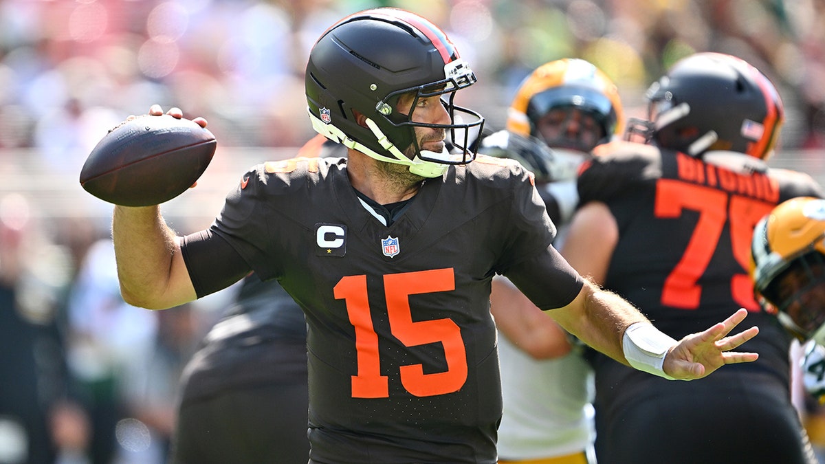 Joe Flacco throws pass