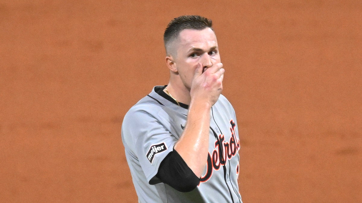 Tarik Skubal reacts after David Fry accident